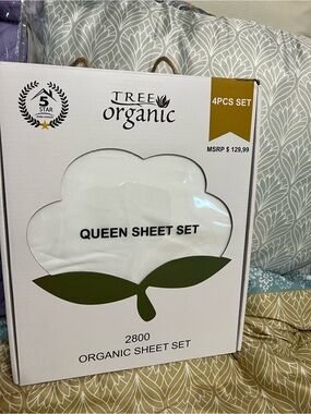 Tree Organic Queen Sheet Set — White